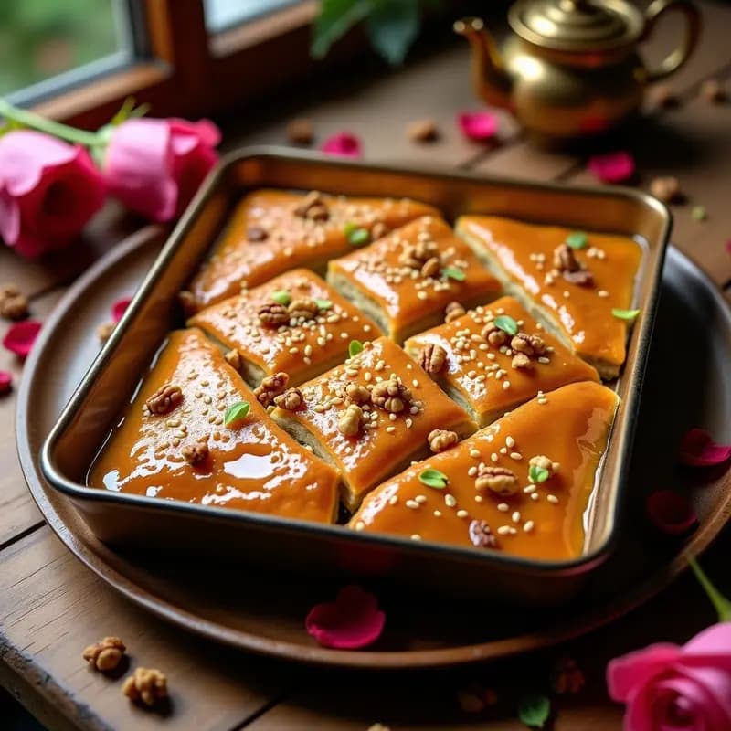 Bahlava de Nueces y Cardamomo: Postre Persa con Toque de Agua de Rosas