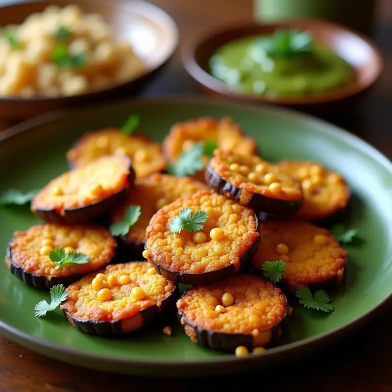 Bajji Indio de Berenjena y Harina de Garbanzo: Aperitivo Crujiente y Vegano en Airfryer