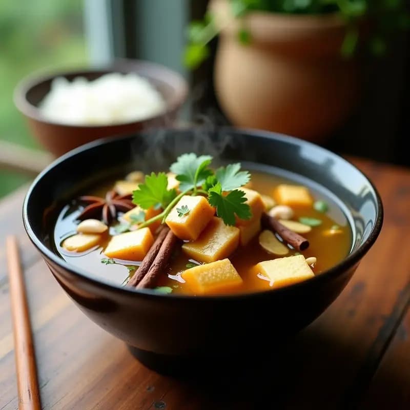 Bak Kut Teh de Hongos Shiitake y Tofu: Sopa Singapurense Vegana Antiinflamatoria