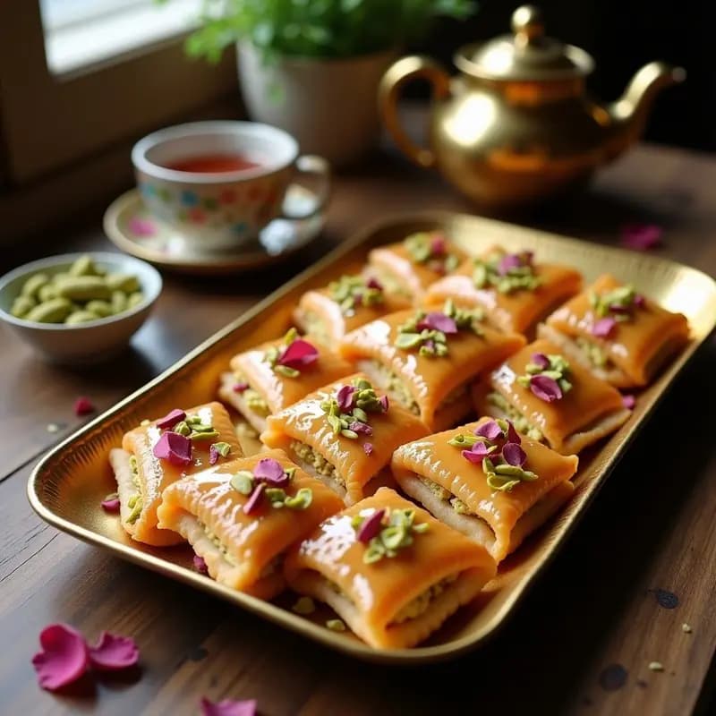 Bakava de Pistacho y Agua de Rosas: Receta Iraní Crujiente y Dulce