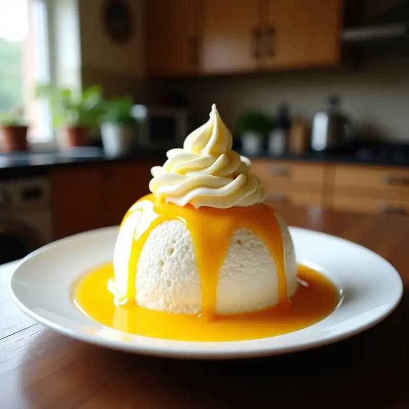 Baked Alaska de Helado de Mango y Merengue de Clara de Huevo: Postre Estadounidense Espectacular