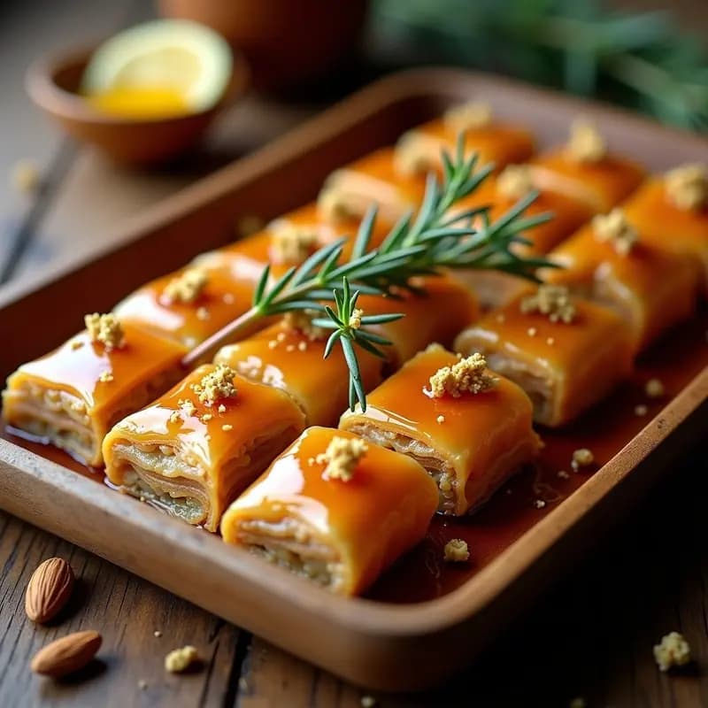 Baklava de Alicante con Miel de Cañamiel y Almendras: Postre Español Tradicional Sin Harina