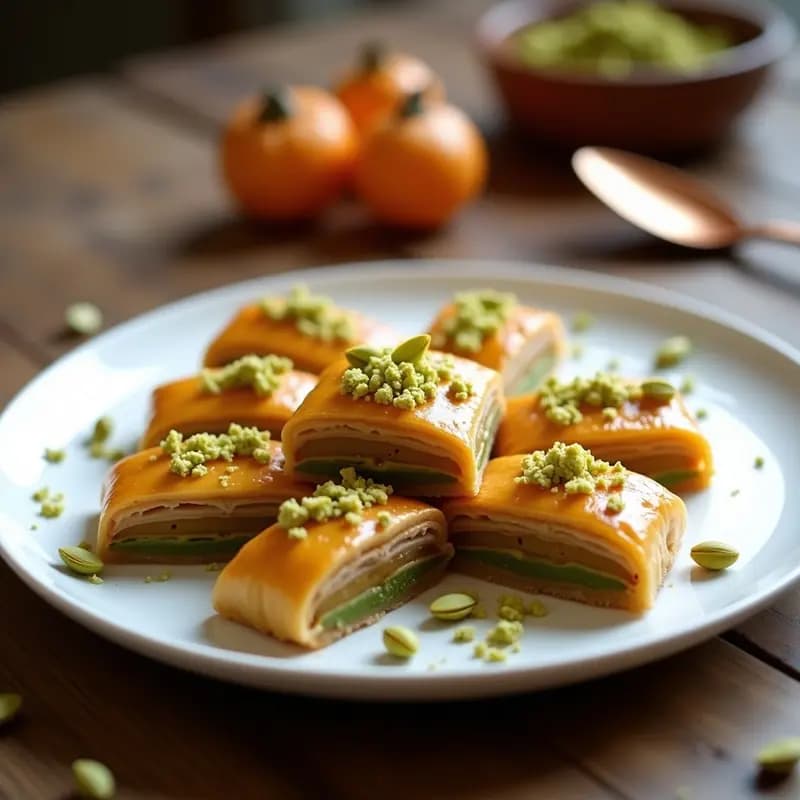 Baklava de Almendra y Pistacho con Miel de Naranja: Postre Turco Keto en 30 Minutos