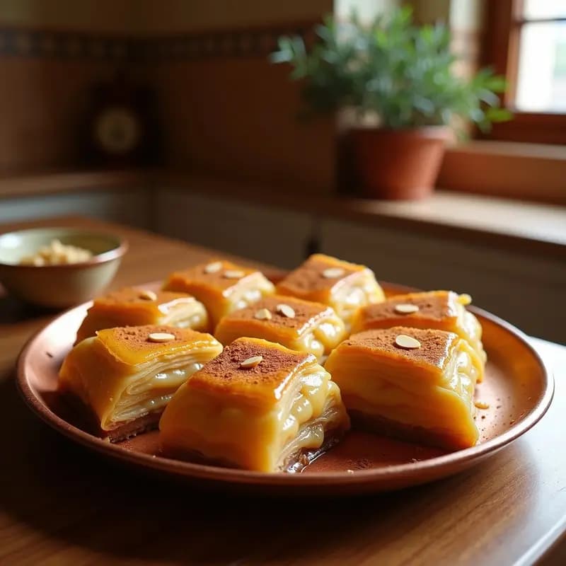 Baklava de Almendras y agua de Azahar: Postre Griego con Miel y Canela en Capas