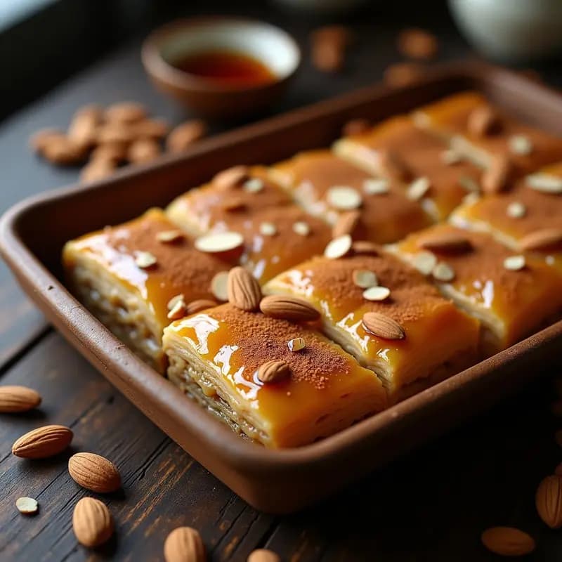 Baklava de Almendras y Miel de Arce: Postre Turco Vegano y Sin Refinar