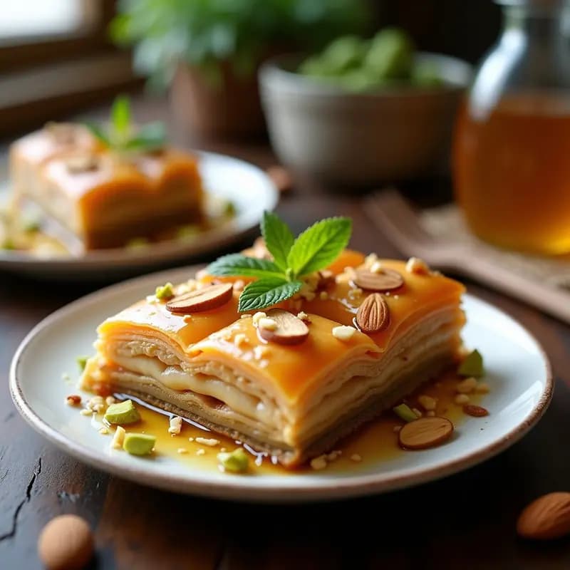 Baklava de Almendras y Miel de recién: Postre Griego Crujiente y Sin Horno
