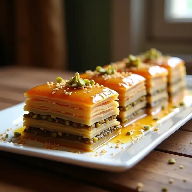 Baklava de Almendras y Pistacho con Miel de Trufa: Postre Griego Gourmet en 30 Minutos