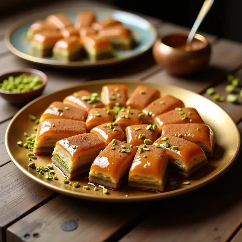 Baklava de Almendras y Pistachos: Postre Turco Tradicional Sin Azúcar con Eritritol