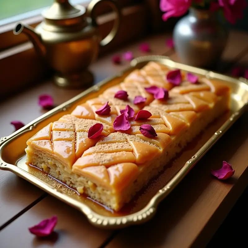 Baklava de Almendras y Rosa de Damasco: Postre Turco Clásico con Miel y Cardamomo