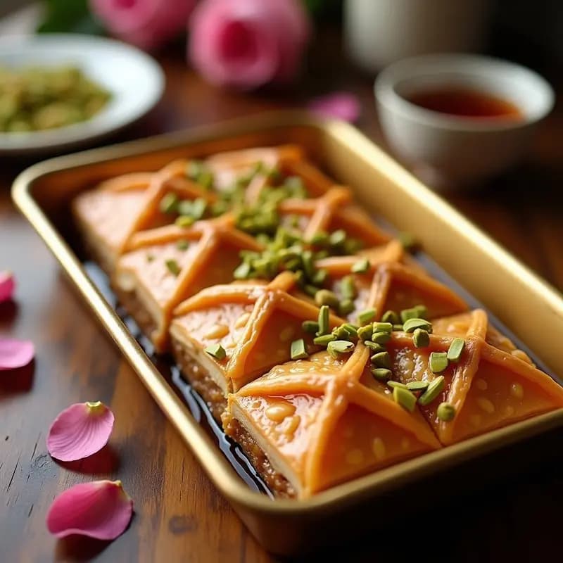 Baklava de Almendras y Water Rose: Postre Turco Clásico con Toque Floral