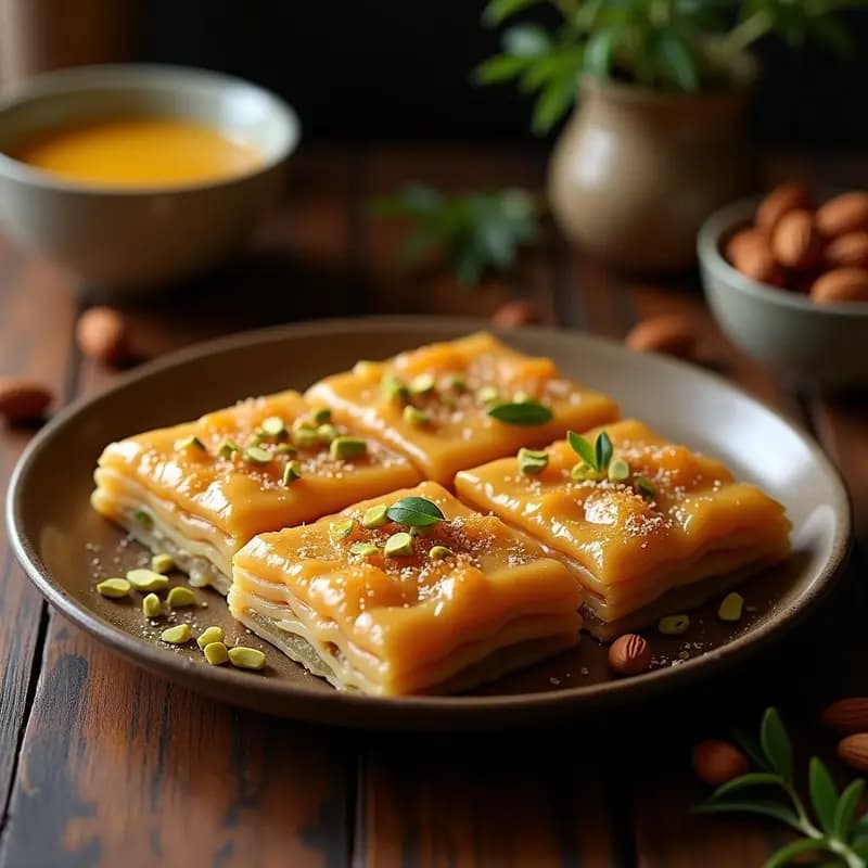 Baklava de Almendras y Water Chestnut: Postre Árabe Crujiente y Sin Harina