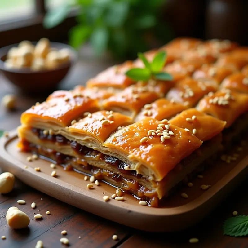 Baklava de Anacardos y Dátiles: Postre Árabe Sin Azúcar y Sin Harina Refinada