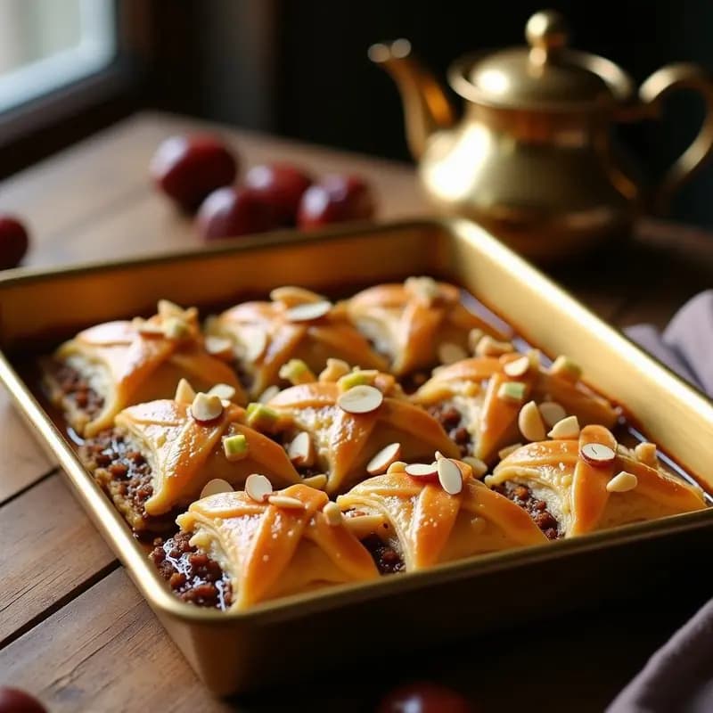 Baklava de Anacardos y Miel de Dátiles: Postre Árabe Sin Refinados y Crujiente