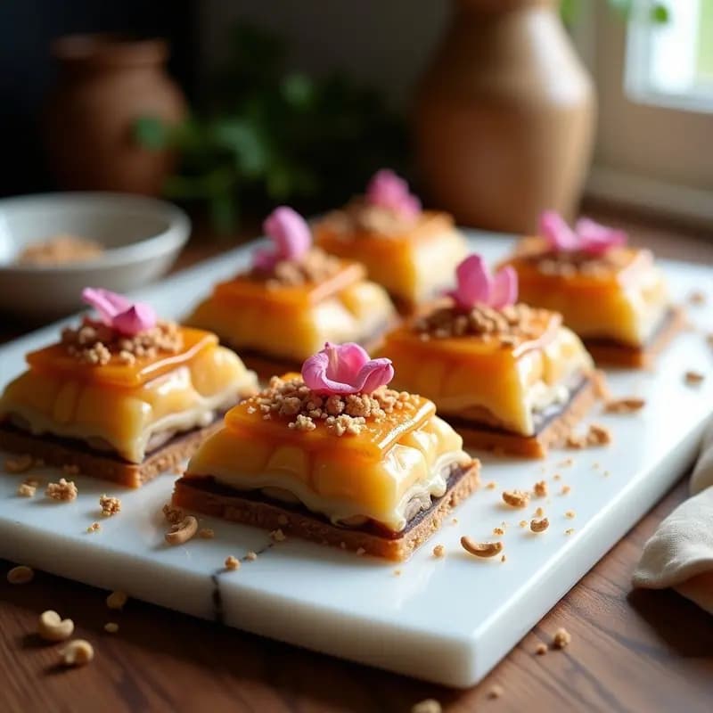 Baklava de Anacardos y Varoma de Rosa: Postre Turco Sin Azúcar y Sin Horno