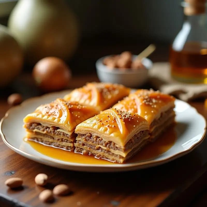 Baklava de Avellanas y Miel de Eucalipto: Postre Turco Crujiente y Aromático