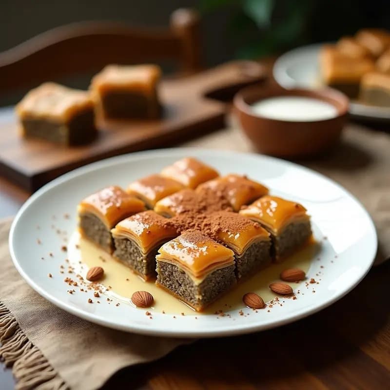Baklava de Semillas de Chía y Almendras: Postre Árabe Keto con Almíbar de Eritritol