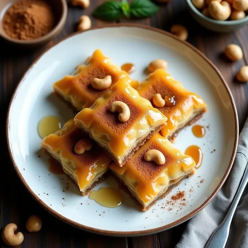 Baklava de Coliflor y Anacardos con Sirope de Stevia: Postre Griego Keto Sin Azúcar