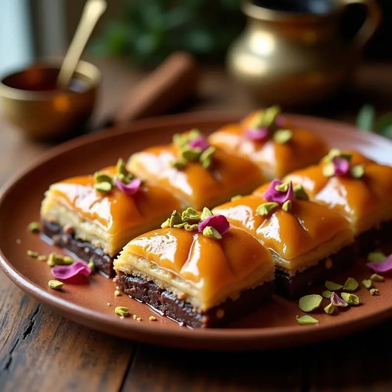 Baklava de Dátiles y Pistacho con Sotol: Postre Mexicano-Árabe Fusion Sin Azúcar