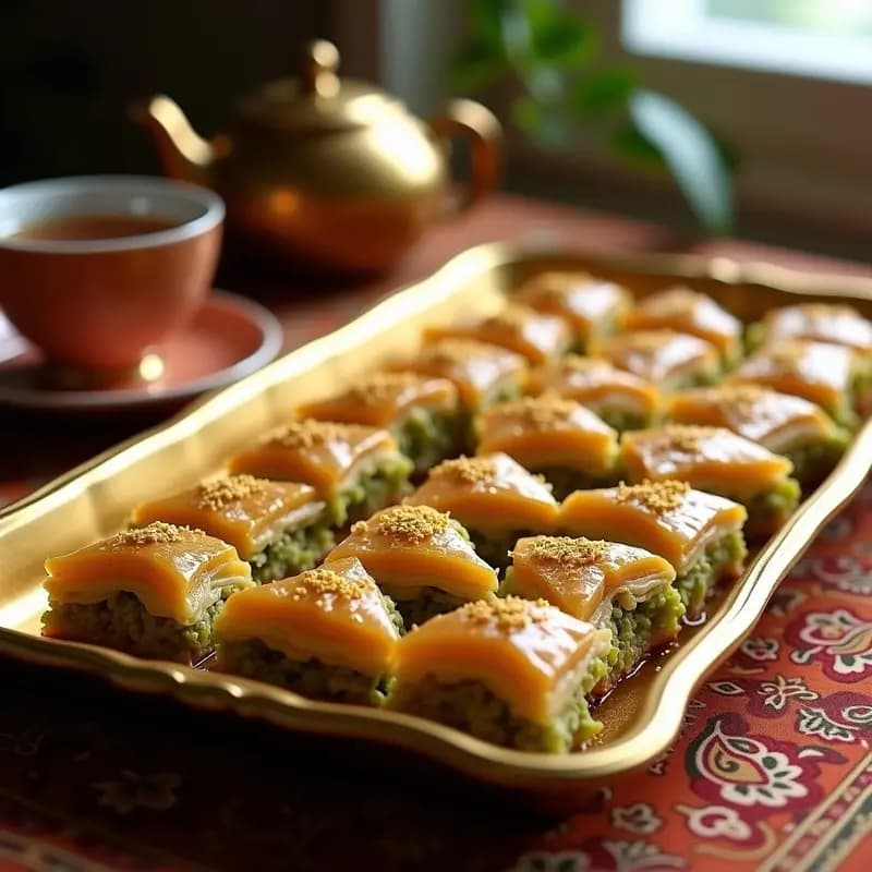 Baklava de Dürrüm y Pistacho: Postre Turco Sin Azúcar con Almíbar de Stevia