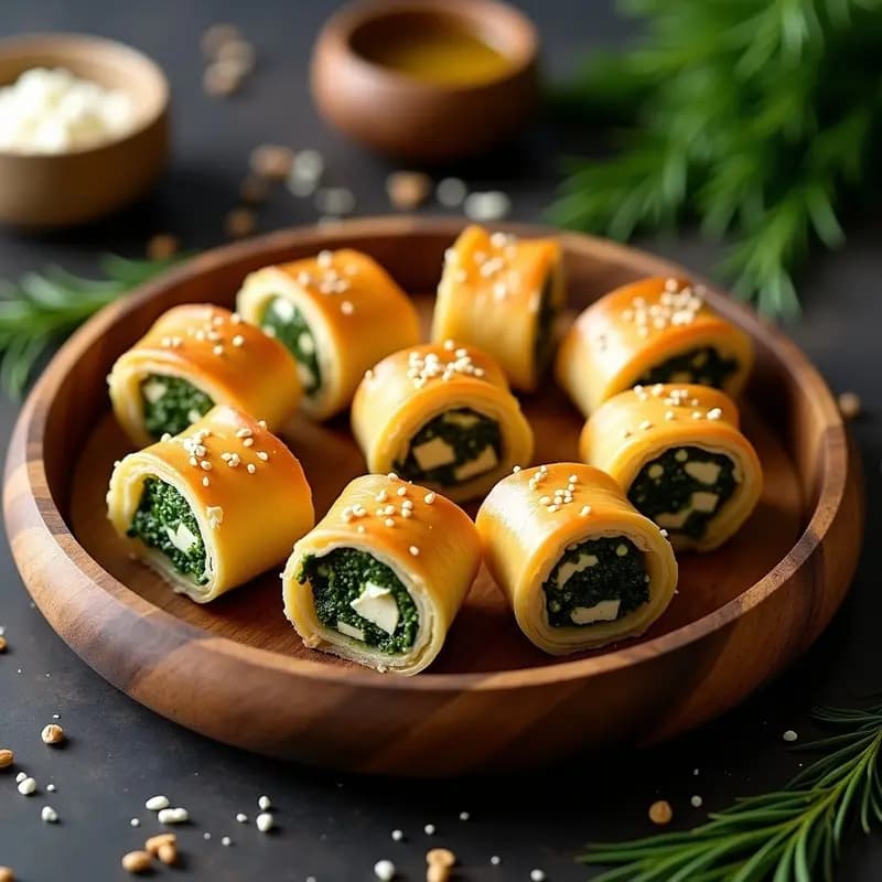 Baklava de Espinacas y Queso Feta: Versión Salada Griega en Hojaldre Filo