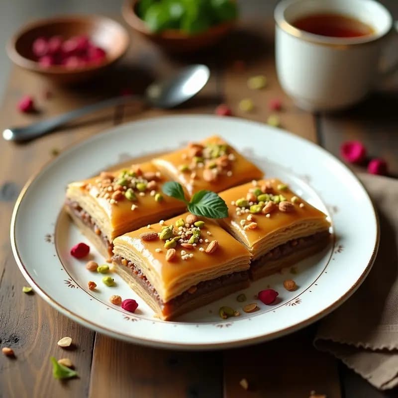 Baklava de Fechas y Pistacho: Postre Árabe Sin Miel Tradicional y Sin Harina