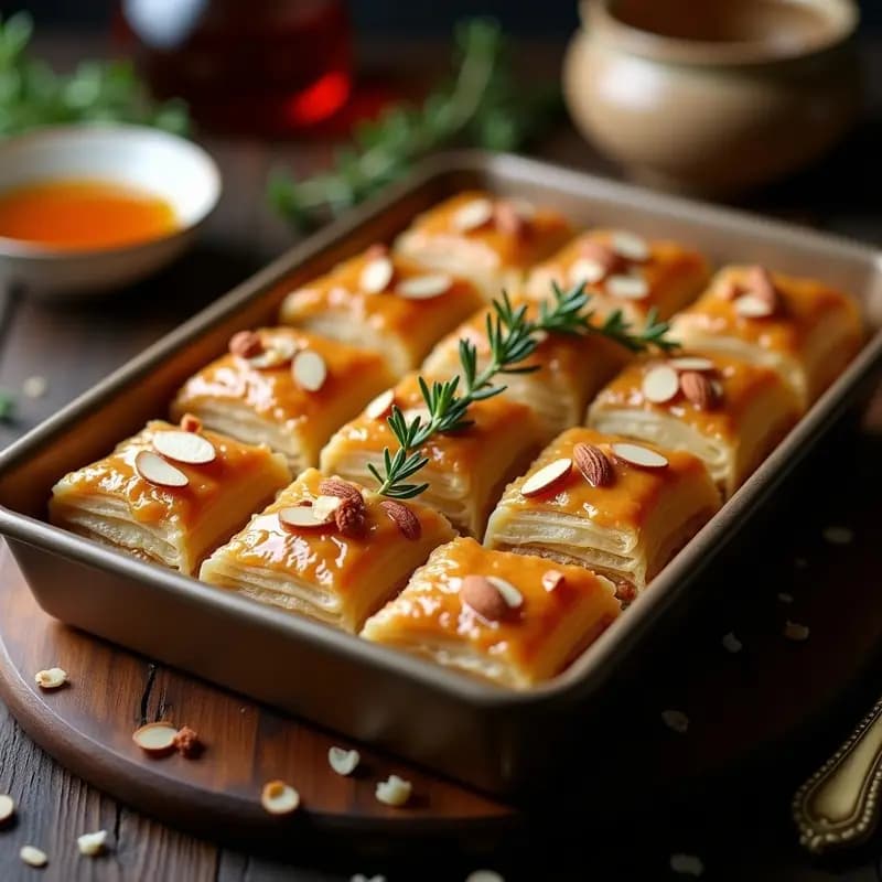 Baklava Griego con Nueces y Miel de Tomillo: Receta Crujiente y Dulce en Capas