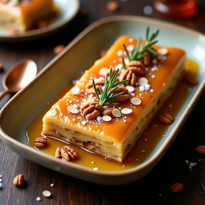 Baklava de Manchego y Nueces con Miel de Romero: Postre Español Gourmet Sin Horno