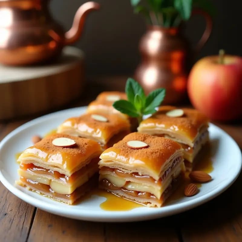 Baklava de Manzana y Canela con Almendras: Postre Turco bajo en Calorías