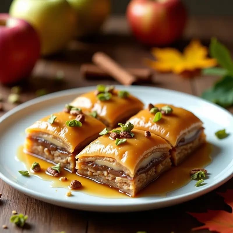 Baklava de manzana y nueces: Receta Árabe con Toque Otoñal y Sin Harina