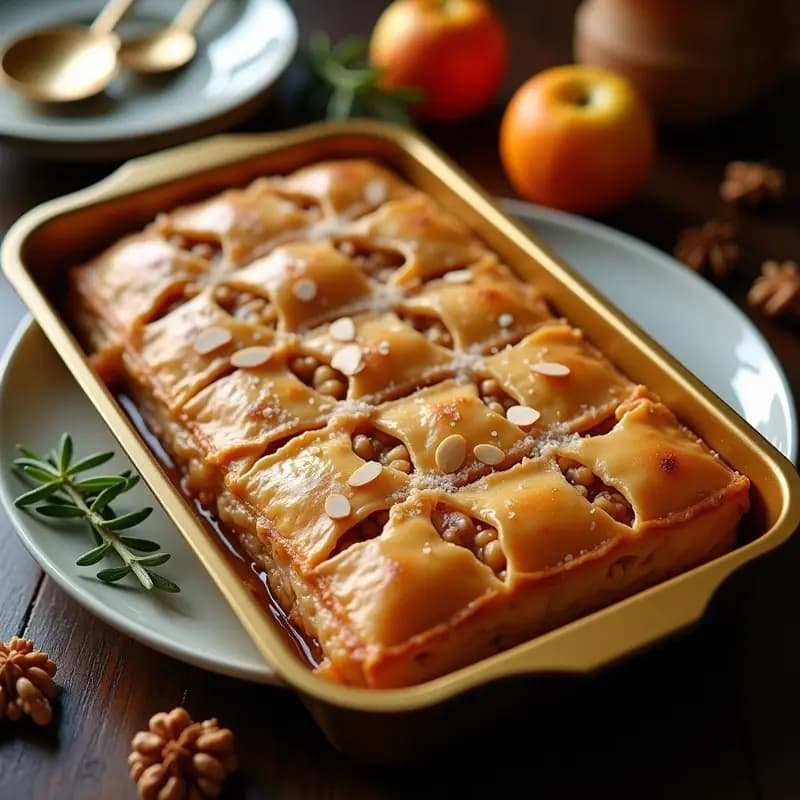 Baklava de Manzana y Nueces: Postre Griego Sin Miel y con Endulzante Natural