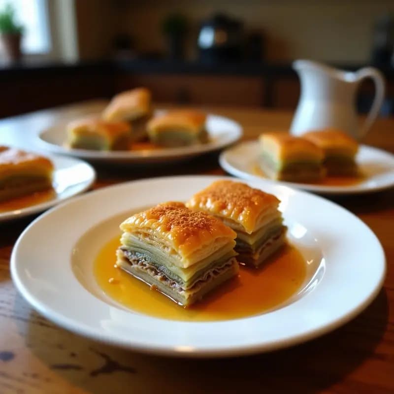 Baklava de New York con Nuez y Miel de Arce: Postre Griego Moderno Sin Harina Refina