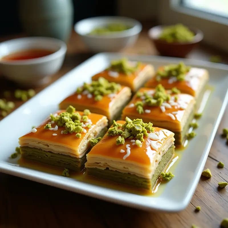 Baklava de Nougat y Pistachos: Postre Turco Keto Sin Azúcar y Sin Masa Filo