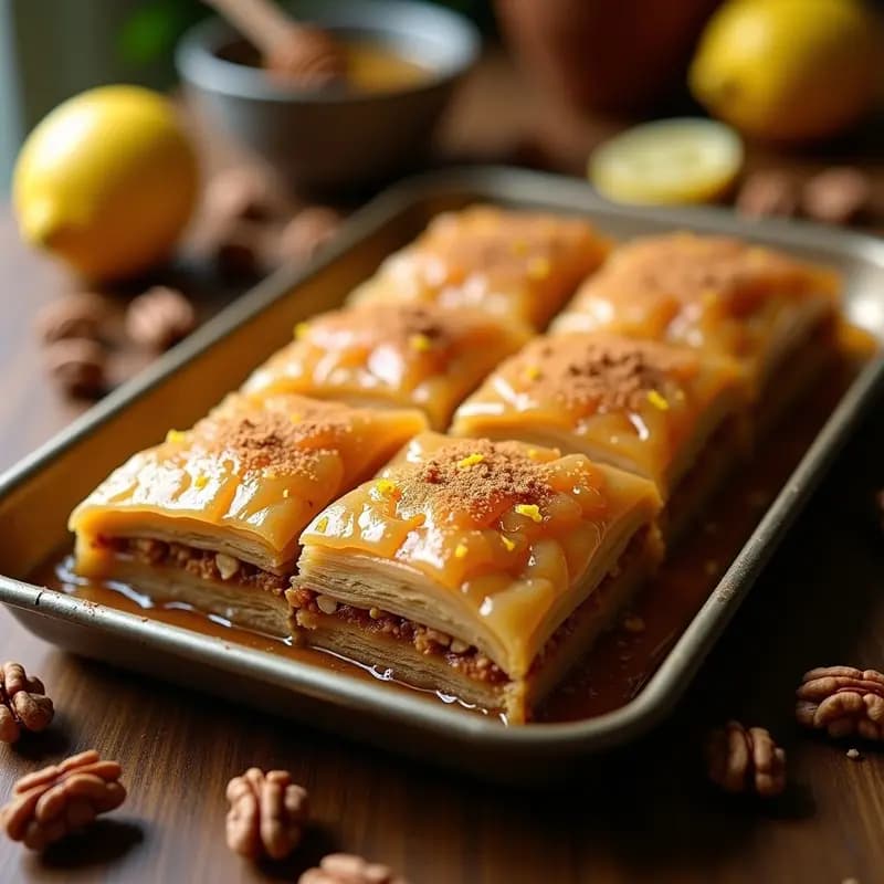 Baklava de Nueces y Canela: Receta Turca Tradicional con Miel y Limón