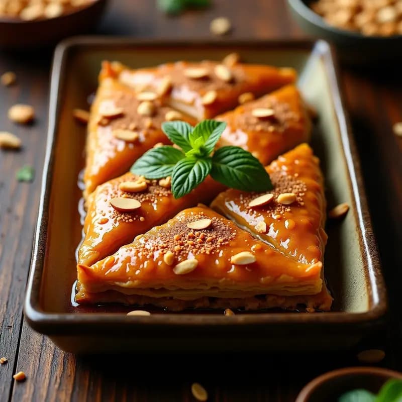 Baklava de Nueces y Canela: Postre Turco Crujiente y Sin Azúcar Refinado