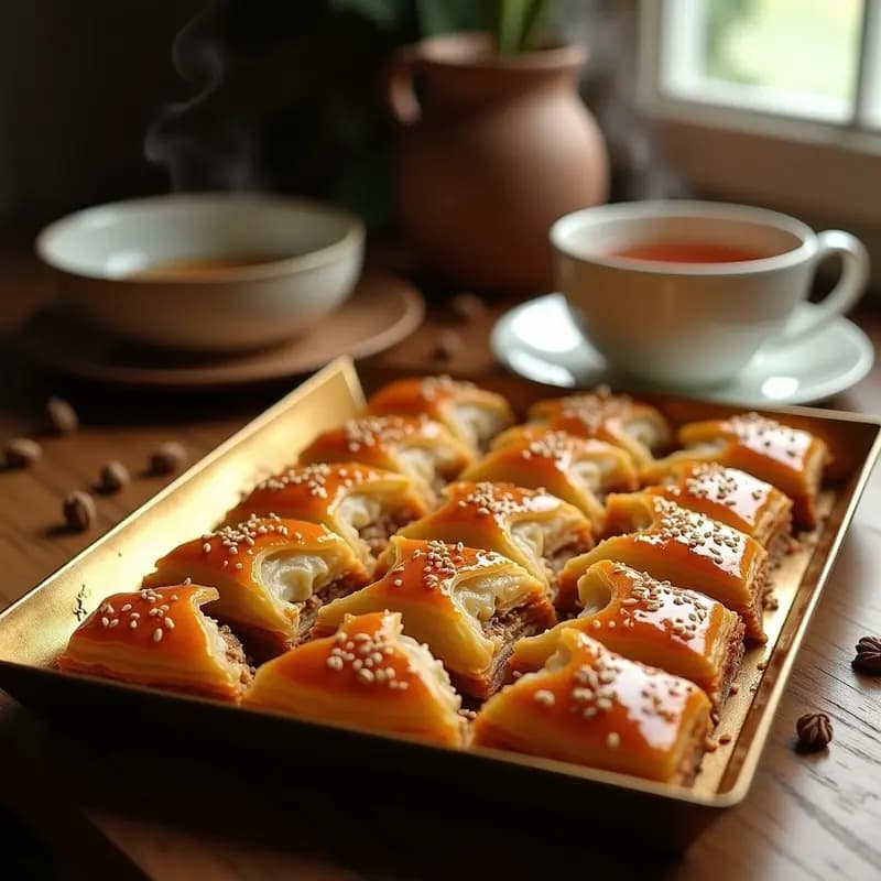 Baklava de Nueces y Cardamomo: Postre Turco con Miel de Flores de Azahar