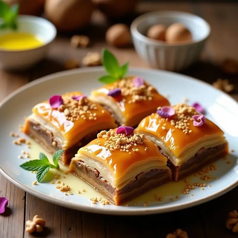 Baklava de Nueces y Hojas de Filo Integrales: Postre Turco Sin Azúcar y Alta en Omega-3