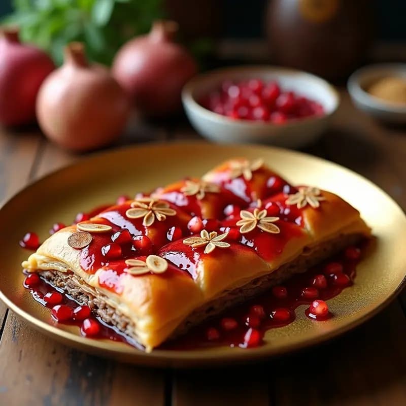 Baklava de Nueces y Jarabe de Granada: Postre Turco con Toque Ácido