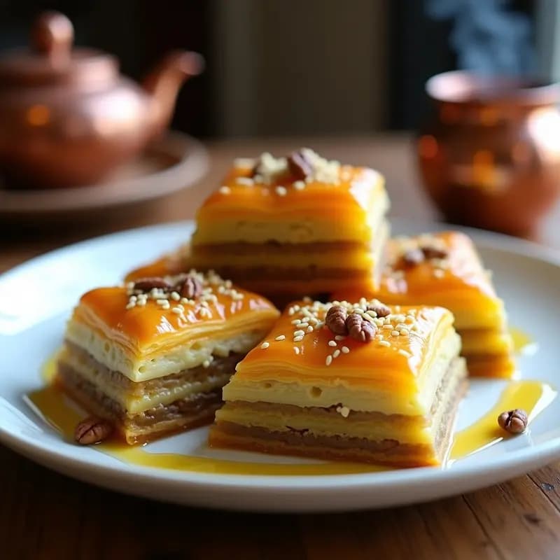 Baklava de Nueces y Miel con capa de Cúrcuma: Postre Turco Antiinflamatorio en 25 Minutos