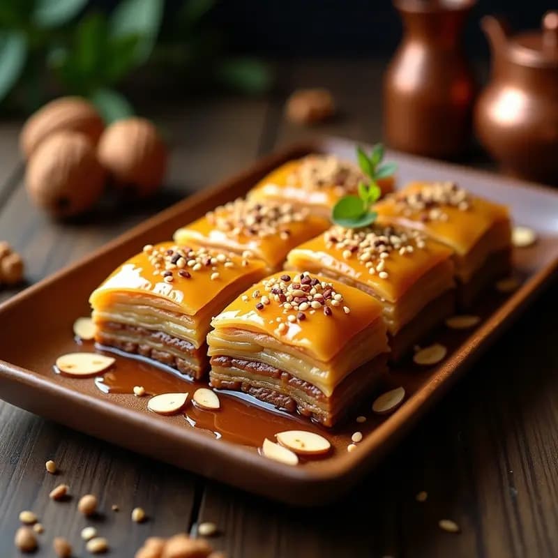 Baklava de Nueces y Miel de Dátil: Postre Árabe Sin Azúcar con Masa Filo Integral