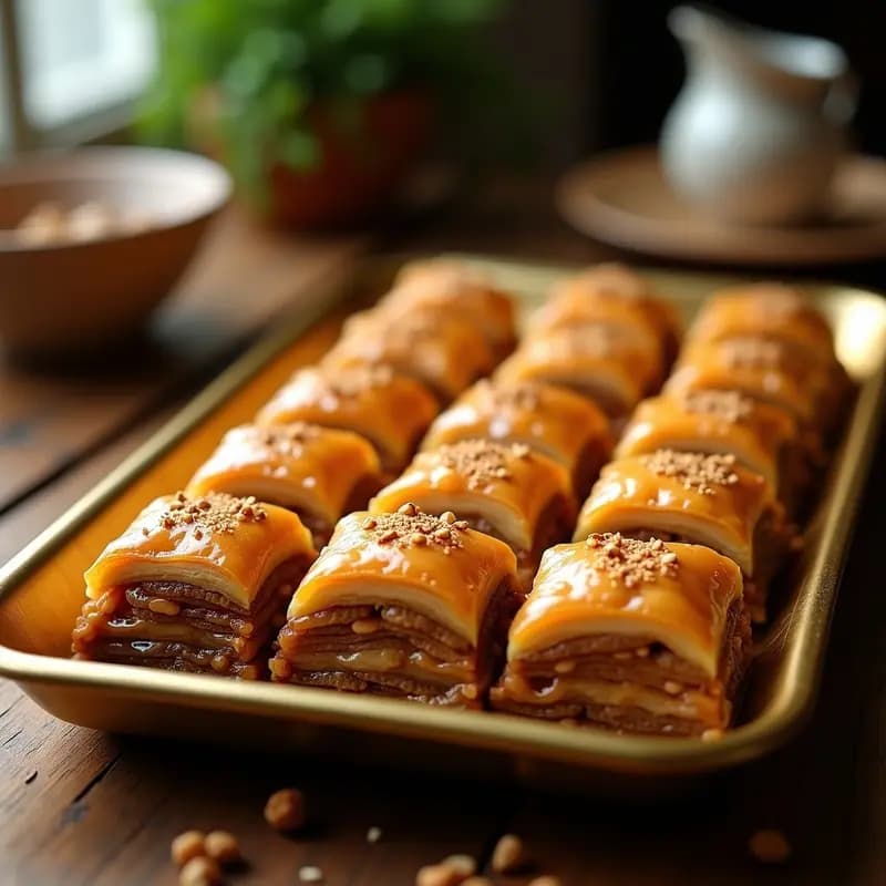 Baklava de Nueces y Miel: Postre Griego Tradicional con Masa Phyllo Crujiente
