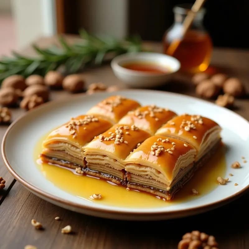 Baklava de Nueces y Miel con Hojaldre Integral: Postre Turco Crujiente y Saludable