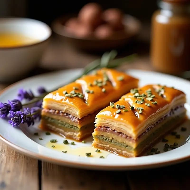 Baklava de Nueces y Miel de Lavanda: Receta Turca con Toque Floral