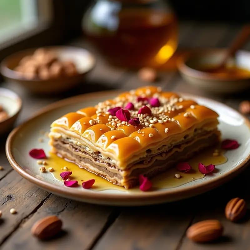 Baklava de Nueces y Miel con Masa de Almendra: Postre Turco Vegano y Sin Azúcar Refinada