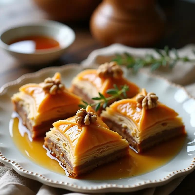Baklava de Nueces y Miel de Tomillo: Postre Griego Sin Azúcar con Eritritol