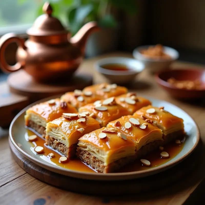 Baklava de Nueces y Sirop de Arce: Postre Turco Baja en Calorías y Sin Harina Refinada