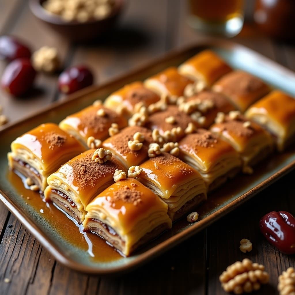 Baklava de Nueces y Sirope de Dátiles: Postre sirio Vegano Sin Mantequilla