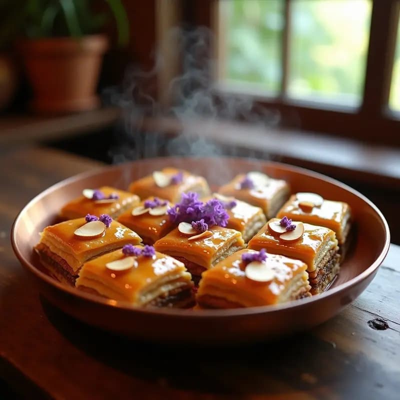 Baklava de Nuez y Canela con Miel de Lavanda: Postre Turco Aromático y Sin Gluten