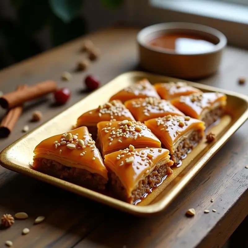 Baklava de Nuez y Miel de Dátiles: Postre Griego Sin Azúcares Refinados con Especias
