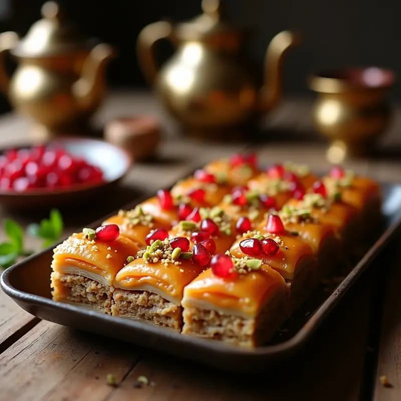 Baklava de Nuez y Miel de Granada: Postre Turco con Toque Persa Sin Horno