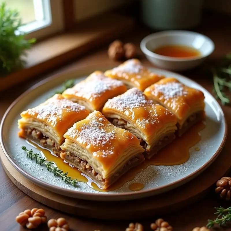 Baklava de Nuez y Miel con Hojaldre Casero: Postre Griego Crujiente en 30 Minutos